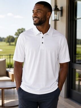 PGA Tour White Short-Sleeve Polo
